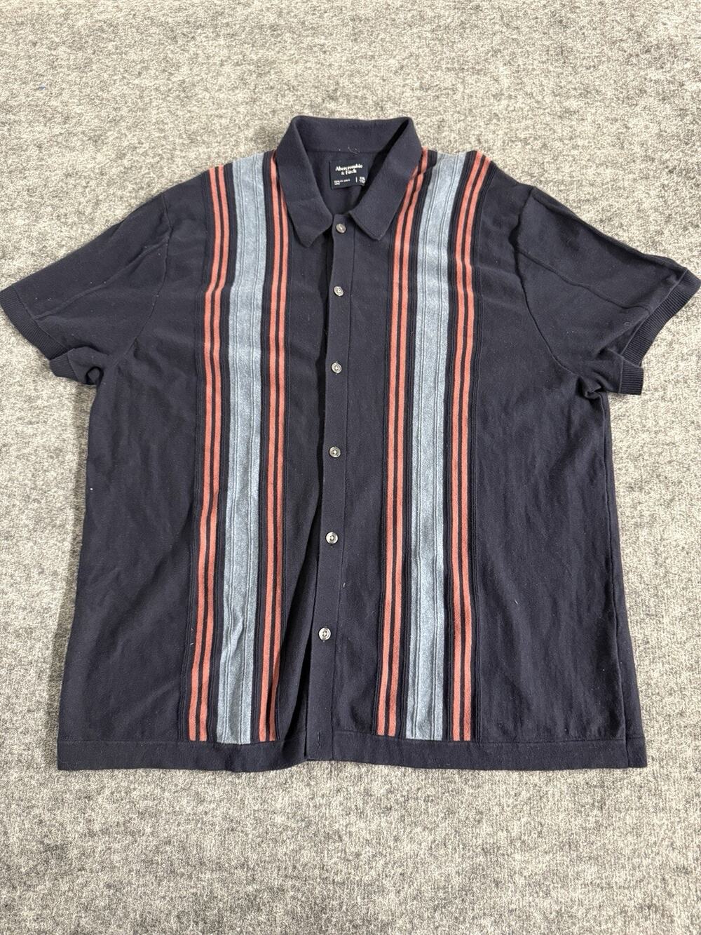 Abercrombie & Fitch Shirt Mens 2XL Slim Fit XXL Blue Striped Short Sleeve N83
